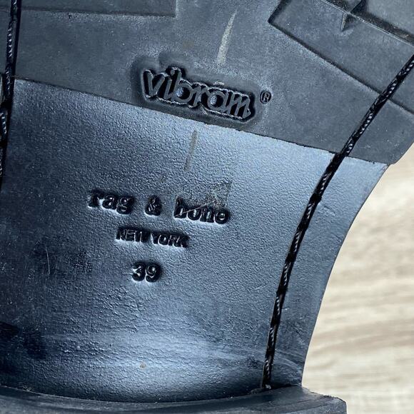 Rag & Bone Cannon Black Leather Combat Ankle Boots Women's EU 39 US 9 Lug Sole - Picture 8 of 8